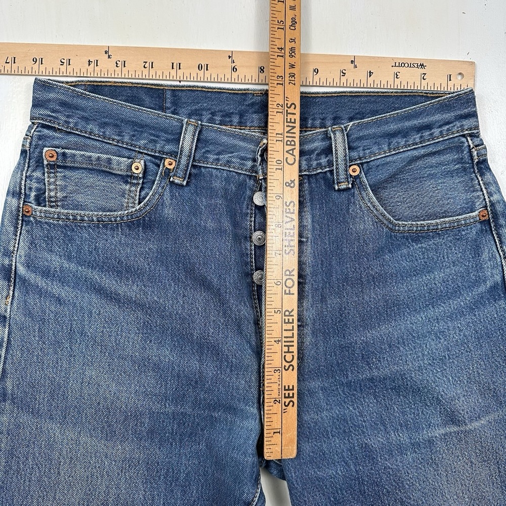 Y2K Levi's 501 Jeans Men Meas 32x27 Blue Button Fly Denim Cotton Egypt Tag 34 - Picture 5 of 11